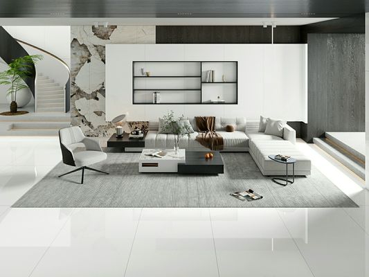 Купить Белая полированная фарфоровая плитка 900x1800 мм для внутреннего пола онлайн изготовление