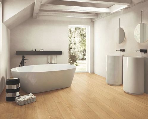 Купить Керамогранитная плитка под дерево полосами AAA Grade 150x900мм, коричнево-желтая онлайн изготовление