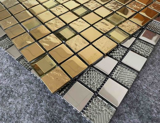 Купить ISO13006 Mildewproof Decorative Mosaic Tiles Golden Sliver Metal Glazed Wall 6mm онлайн изготовление