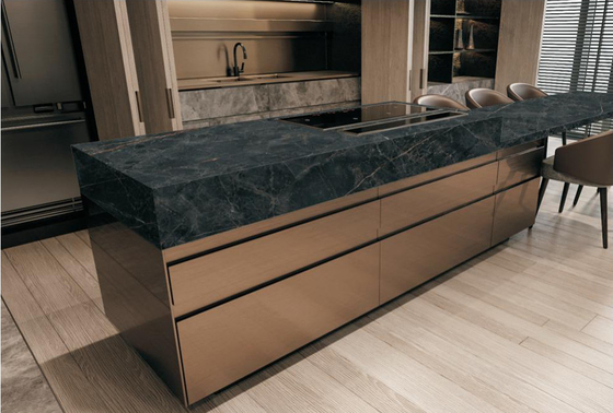 Чёрный 800x2600x12мм Сцинтерованные каменные плиты Большой стол Матрированный телевизор Фон Стенная панель пола