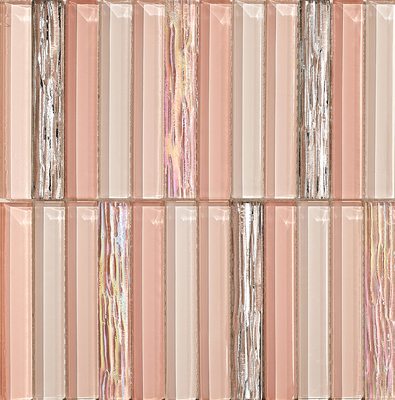 Нескользящие и прочные 300х300 мм светло-розовые стеклянные мозаики для гостиниц и балконов