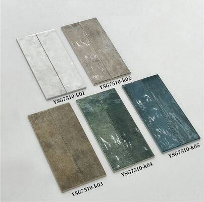 Стойкая к царапинам бежевая глянцевая керамическая плитка для внутренней отделки стен балкона 75x300 мм