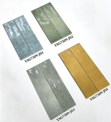 Водонепроницаемая синяя глянцевая керамическая настенная плитка 75x300 мм для офиса и ванной комнаты