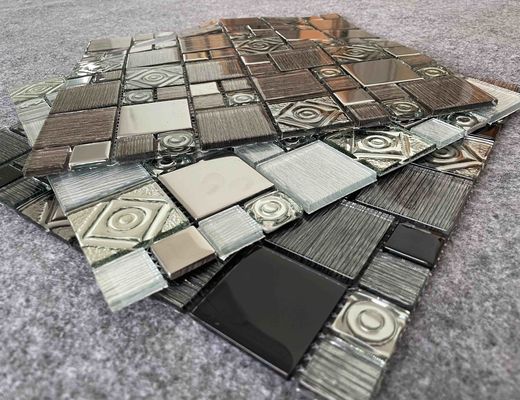 Отполированные плитки мозаики фольги 30X30cm декоративные придают квадратную форму смешиванию ясному Кристл 1.36kgs металла