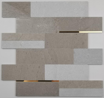 камень плитки стены мозаики толщины 4mm естественный с оформлением металла